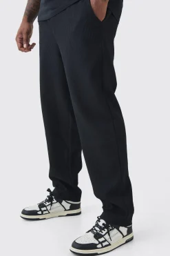 Plus Elastic Waist Tapered Fit Pleated Trouser | BoohooMAN UK