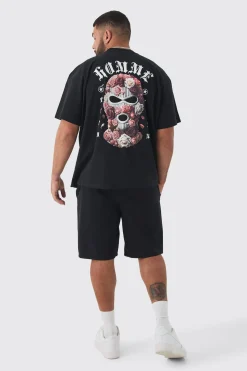 Plus Elasticated Waist Applique Short Length Relaxed Shorts | BoohooMAN UK