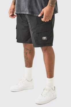 Plus Elasticated Waist Ofcl Nylon Cargo Short | BoohooMAN UK