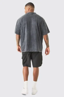 Plus Elasticated Waist Ofcl Nylon Cargo Short | BoohooMAN UK