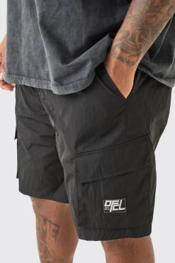 Plus Elasticated Waist Ofcl Nylon Cargo Short | BoohooMAN UK
