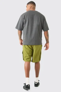 Plus Elasticated Waist Ofcl Nylon Cargo Short | BoohooMAN UK