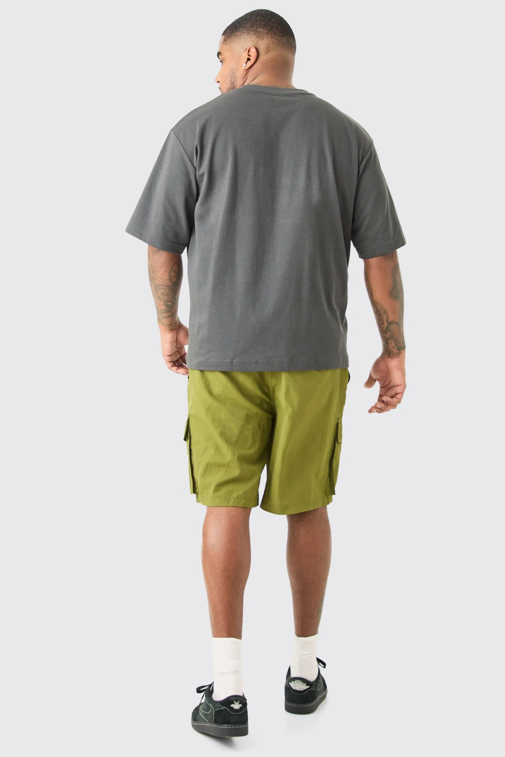 Plus Elasticated Waist Ofcl Nylon Cargo Short | BoohooMAN UK