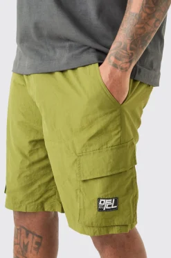 Plus Elasticated Waist Ofcl Nylon Cargo Short | BoohooMAN UK