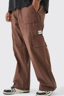 Plus Elasticated Waist Relaxed Fit Cargo Trousers | BoohooMAN UK