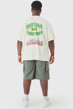 Plus Elasticated Waist Relaxed Lightweight Stretch Cargo Short | BoohooMAN UK