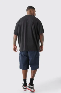 Plus Elasticated Waist Relaxed Fit Cargo Jorts | BoohooMAN UK