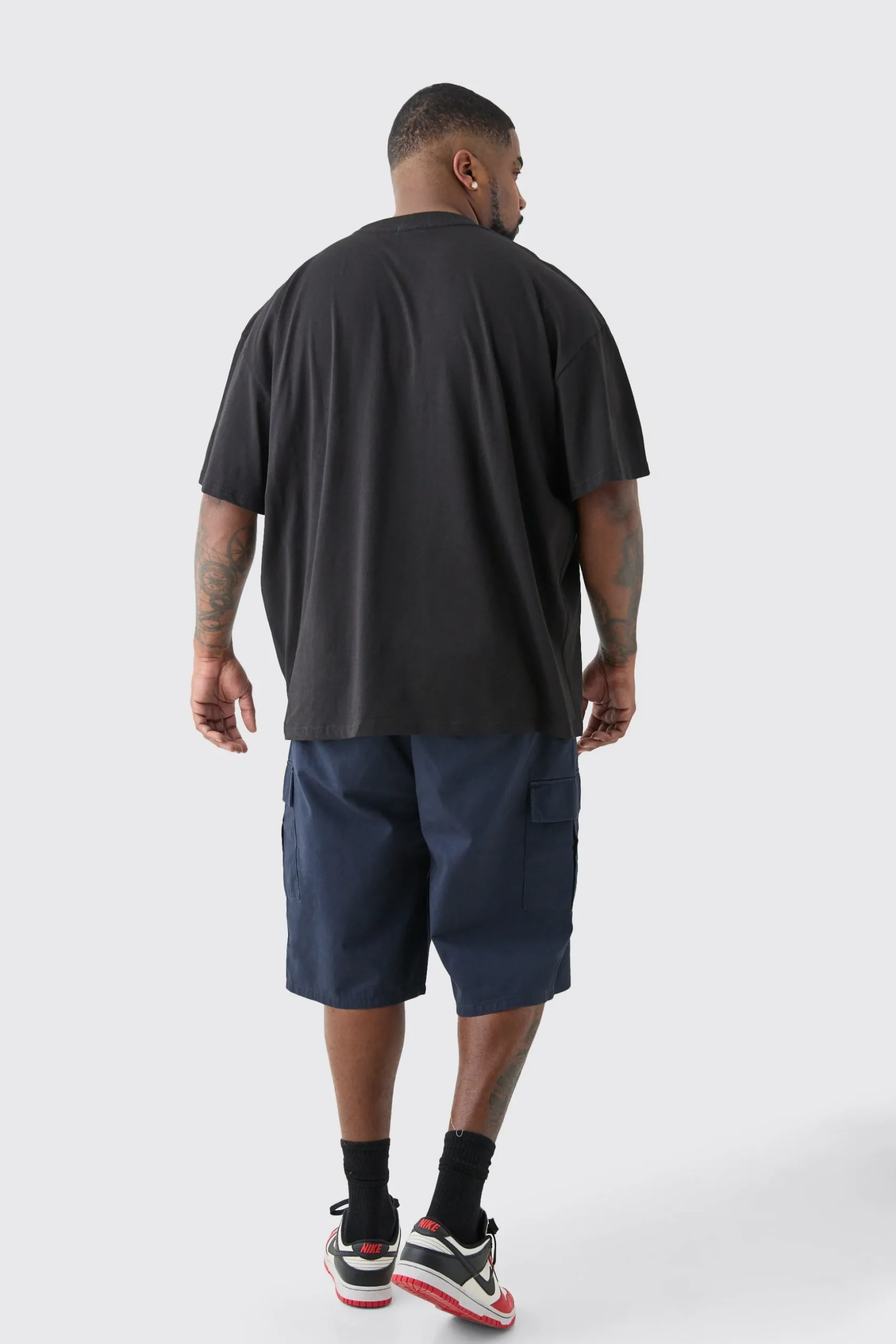 Plus Elasticated Waist Relaxed Fit Cargo Jorts | BoohooMAN UK