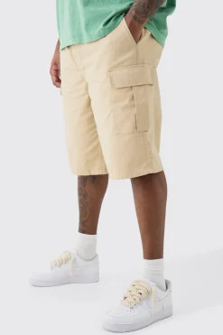 Plus Elasticated Waist Relaxed Fit Cargo Jorts | BoohooMAN UK