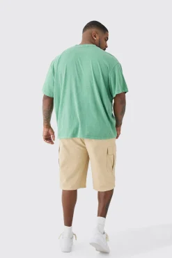 Plus Elasticated Waist Relaxed Fit Cargo Jorts | BoohooMAN UK