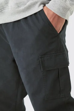 Plus Elasticated Waist Slim Fit Cargo Trousers | BoohooMAN UK
