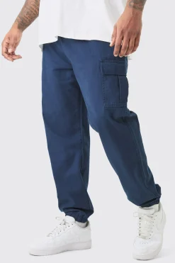 Plus Elasticated Waist Slim Fit Cargo Trousers | BoohooMAN UK