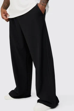 Plus Elasticated Waist Smart Relaxed Fit Trousers | BoohooMAN UK
