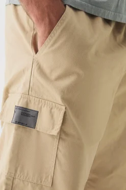 Plus Elasticated Waist Twill Relaxed Fit Cargo Tab Trouser | BoohooMAN UK