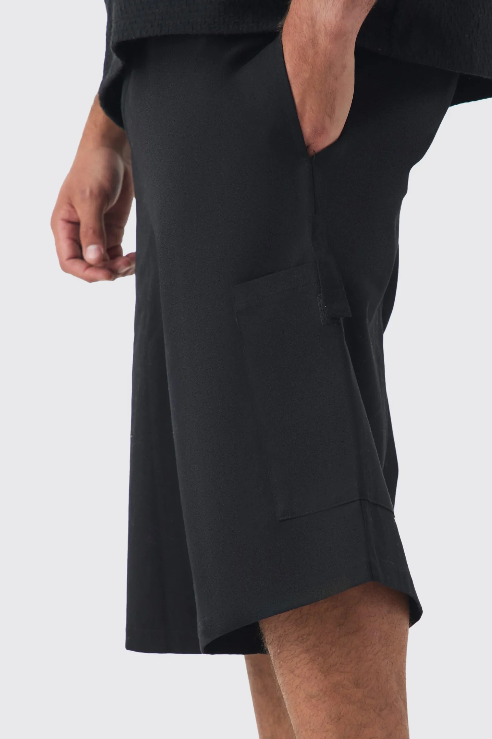 Plus Elasticated Waistband Patch Pocket Jorts | BoohooMAN UK