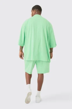Plus Embroidered Limited Football T-shirt & Short Set | BoohooMAN UK