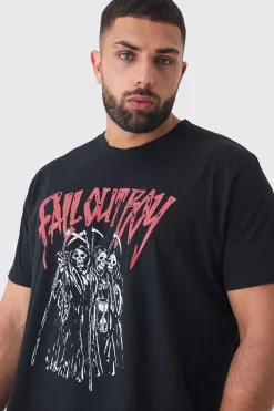 Plus Fall Out Boy License Print T-shirt | BoohooMAN UK