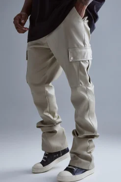Plus Fixed Skinny Stacked Flare Pu Trouser | BoohooMAN UK