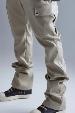 Plus Fixed Skinny Stacked Flare Pu Trouser | BoohooMAN UK