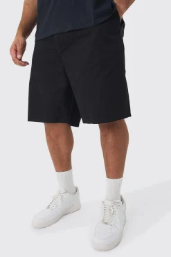 Plus Fixed Waist Black Relaxed Fit Shorts | BoohooMAN UK
