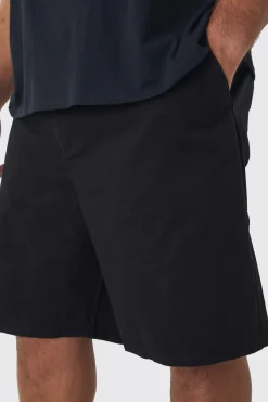 Plus Fixed Waist Black Relaxed Fit Shorts | BoohooMAN UK