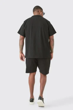 Plus Fixed Waist Black Slim Fit Chino Shorts | BoohooMAN UK