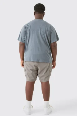 Plus Fixed Waist Grey Skinny Fit Cargo Shorts | BoohooMAN UK