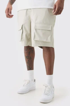 Plus Fixed Waist PU Cargo Short | BoohooMAN UK