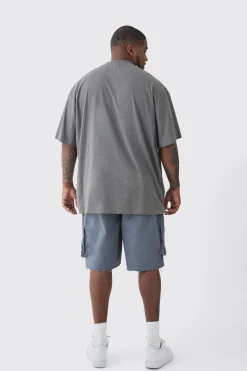 Plus Fixed Waist Raw Hem Relaxed Cargo Shorts | BoohooMAN UK