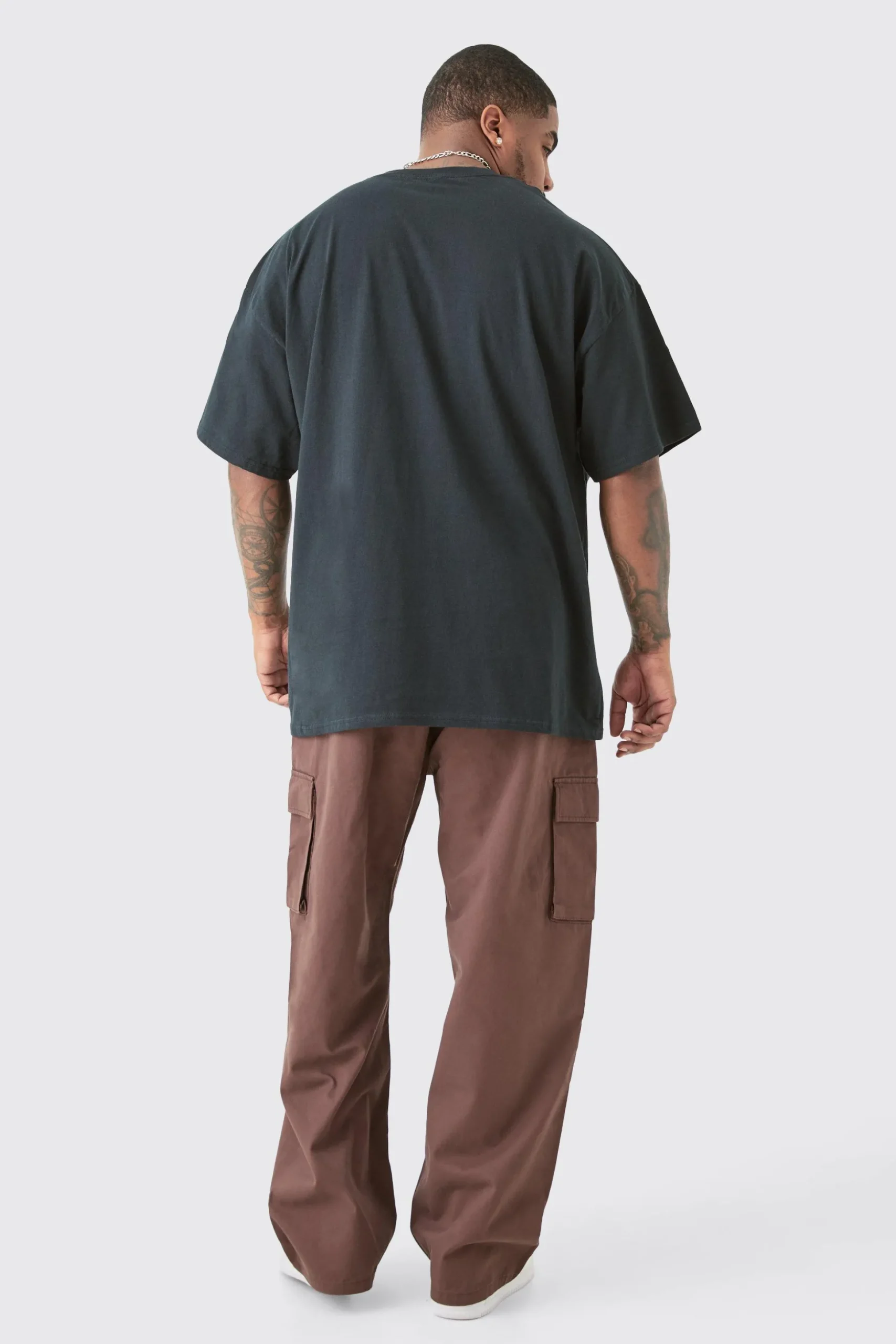 Plus Fixed Waist Relaxed Fit Cargo Trousers | BoohooMAN UK