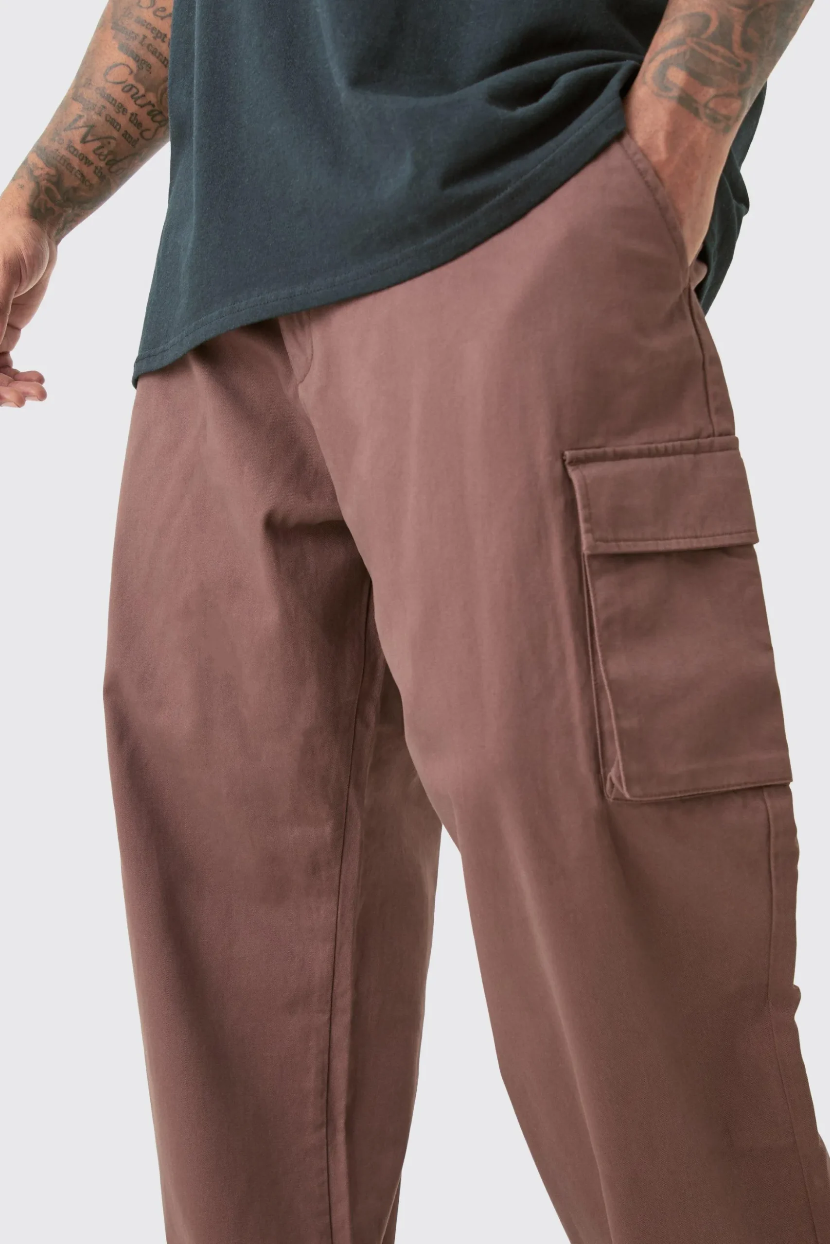 Plus Fixed Waist Relaxed Fit Cargo Trousers | BoohooMAN UK