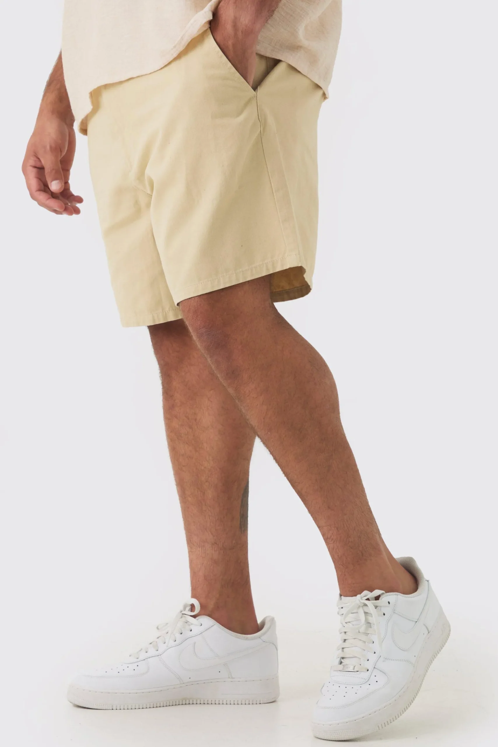 Plus Fixed Waist Stone Relaxed Fit Shorts | BoohooMAN UK