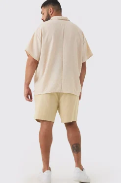Plus Fixed Waist Stone Relaxed Fit Shorts | BoohooMAN UK