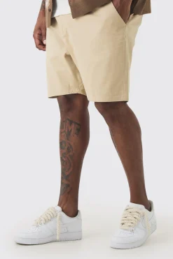 Plus Fixed Waist Stone Skinny Fit Chino Shorts | BoohooMAN UK