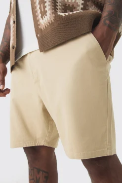 Plus Fixed Waist Stone Skinny Fit Chino Shorts | BoohooMAN UK