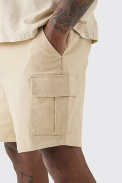 Plus Fixed Waist Stone Skinny Fit Cargo Shorts | BoohooMAN UK