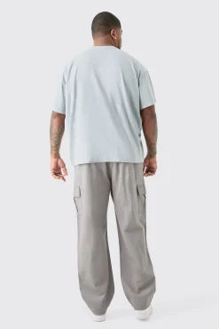 Plus Fixed Waist Straight Fit Cargo Trousers | BoohooMAN UK