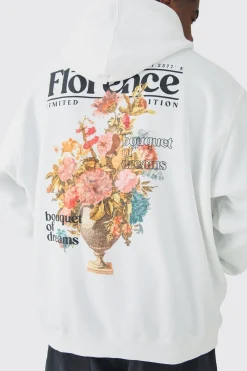 Plus Floral Back Print Oversized Hoodie | BoohooMAN UK