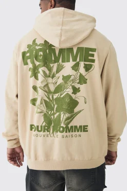 Plus Floral Homme Print Regular Fit Hoodie | BoohooMAN UK
