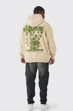 Plus Floral Homme Print Regular Fit Hoodie | BoohooMAN UK