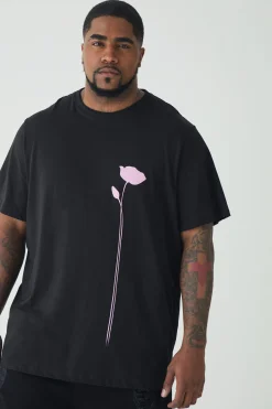 Plus Floral Line Drawing T-shirt | BoohooMAN UK