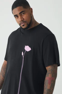 Plus Floral Line Drawing T-shirt | BoohooMAN UK