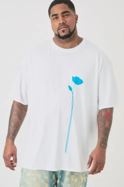 Plus Floral Line Drawing T-shirt | BoohooMAN UK