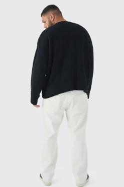 Plus Fluffy Knit BM Jumper | BoohooMAN UK