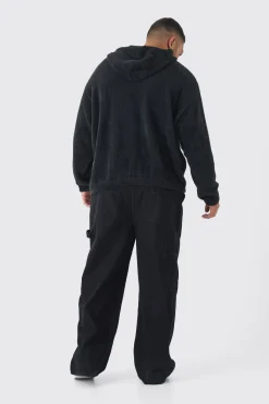 Plus Fluffy Knit Boxy Oversized Hoodie | BoohooMAN UK