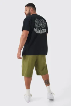 Plus Front Pocket Twill Overdyed Cargo Jort | BoohooMAN UK