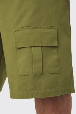 Plus Front Pocket Twill Overdyed Cargo Jort | BoohooMAN UK