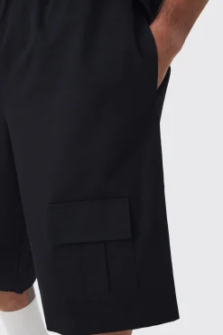 Plus Front Pocket Twill Overdyed Cargo Jort | BoohooMAN UK