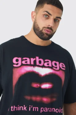 Plus Garbage License Print T-shirt | BoohooMAN UK