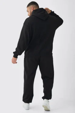 Plus Gothic Cross Embroidered Hooded Tracksuit | BoohooMAN UK